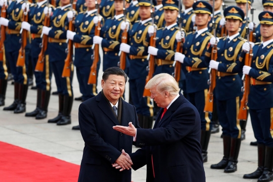 Kemesraan Xi Jinping sambut Donald Trump di Balai Agung Rakyat