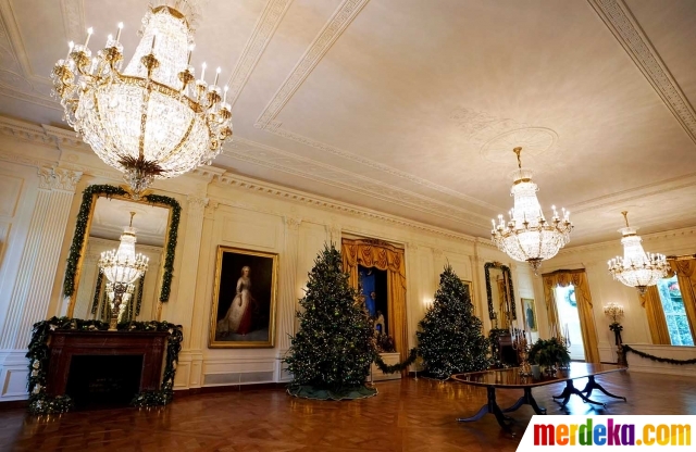 Foto Intip mewahnya dekorasi  Natal  di Gedung Putih  