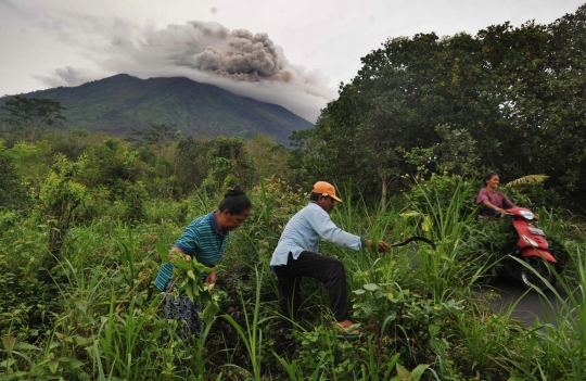 Sebagian warga masih nekat beraktivitas di zona merah Gunung Agung