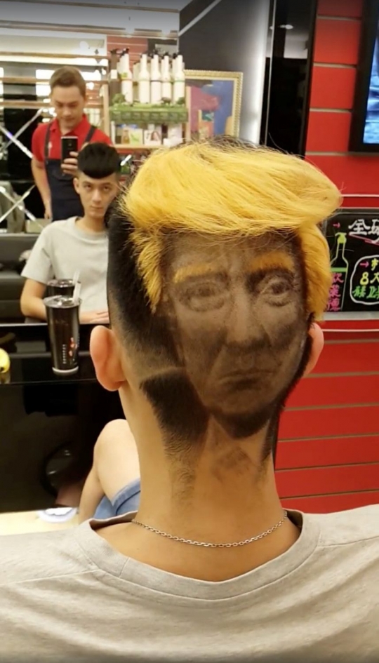 Kreasi gaya rambut unik berwajah Trump