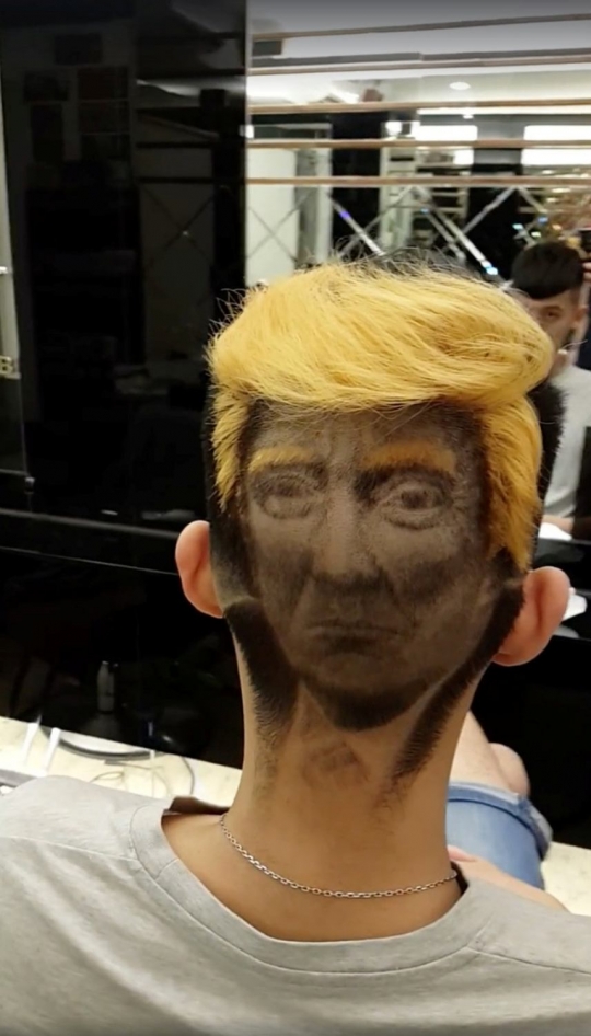 Kreasi gaya rambut unik berwajah Trump