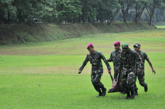 Aksi Panglima TNI latihan bareng pasukan Denjaka