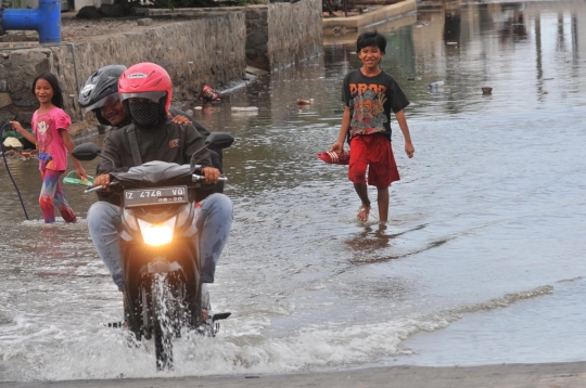 Imbas fenomena Supermoon, banjir rob rendam kawasan Muara Baru