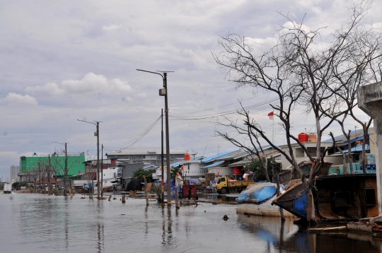 Imbas fenomena Supermoon, banjir rob rendam kawasan Muara Baru