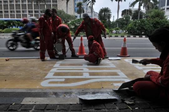 Ini jalur khusus yang disediakan untuk sepeda motor di MH Thamrin