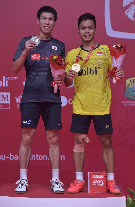 Senyum Anthony Ginting saat juara Indonesia Masters 2018