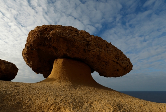 Terkikis ombak, batu ini berubah jadi 'jamur'