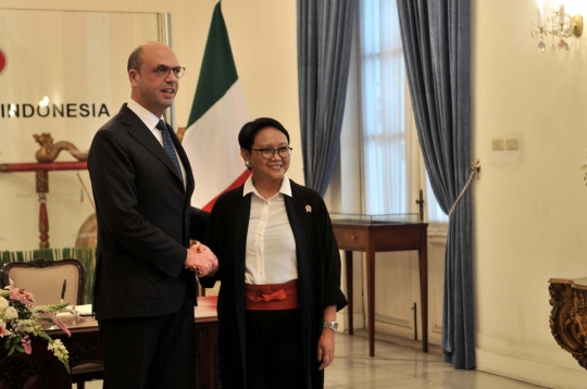 Menteri Retno terima kunjungan Menlu Italia di Gedung Pancasila