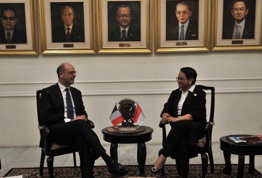 Menteri Retno terima kunjungan Menlu Italia di Gedung Pancasila