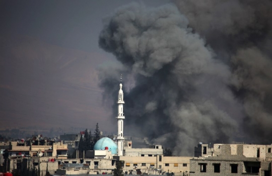 Detik-detik jet pasukan Assad jatuhkan bom di Ghouta Timur