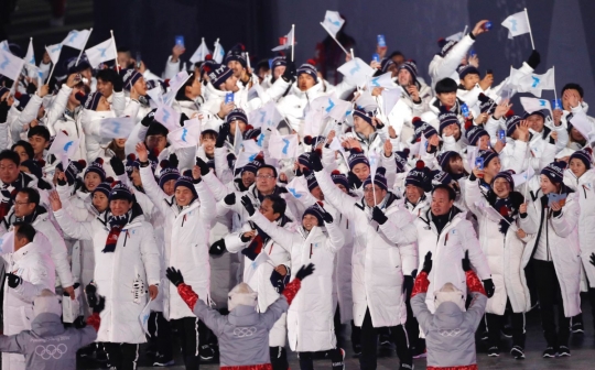 Momen langka dua Korea bersatu dalam Olimpiade Pyeongchang