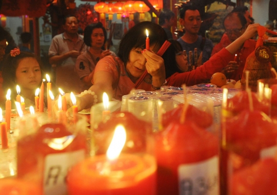 Semarak malam perayaan Imlek di Vihara Dhanagun Bogor