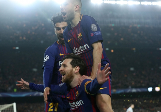 Aksi Messi dkk berpesta gol ke gawang Chelsea