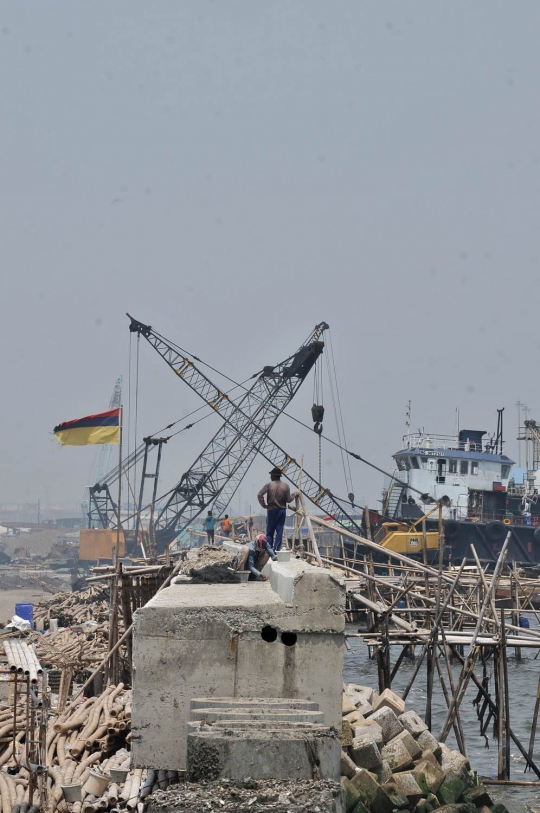 Memantau progres pembangunan tanggul laut Jakarta