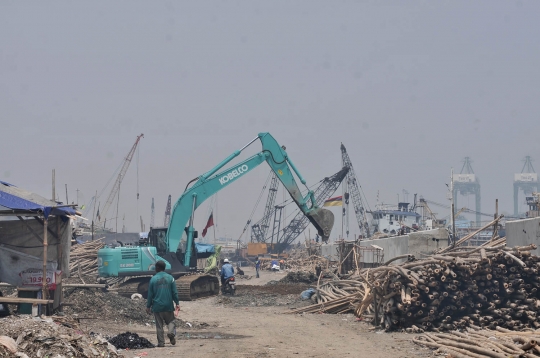 Memantau progres pembangunan tanggul laut Jakarta