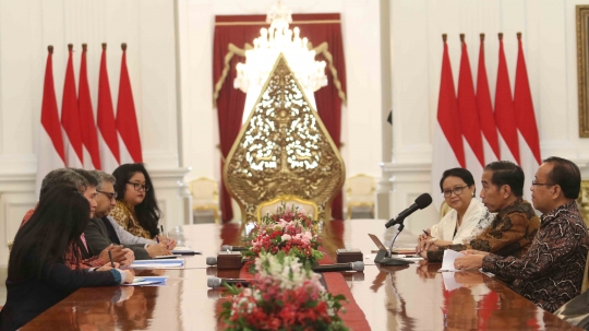 Suasana pertemuan Jokowi dengan Sekjen Asean di Istana