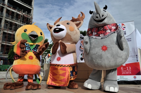 Maskot lucu Asian Games 2018 sapa pengunjung Car Free Day