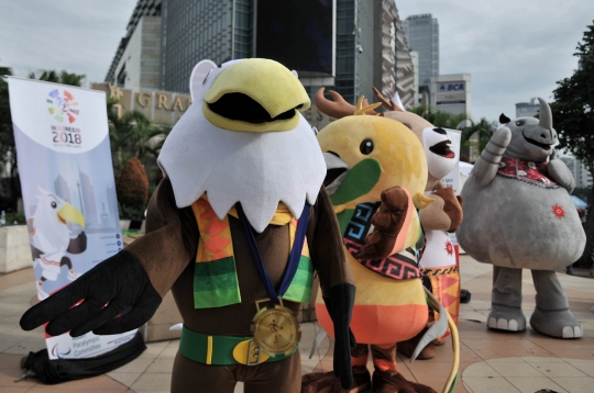 Maskot lucu Asian Games 2018 sapa pengunjung Car Free Day