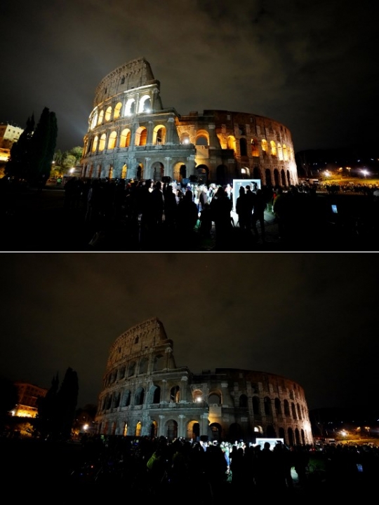 Wajah landmark berbagai negara sebelum dan selama Earth Hour