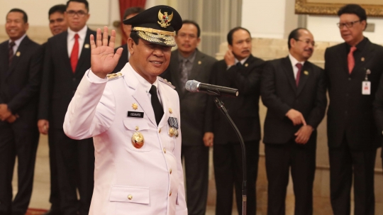Semringah Isdianto saat dilantik Jokowi jadi Wagub Kepri