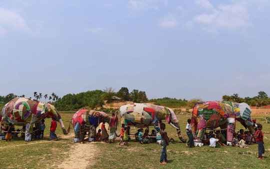 Pengungsi Rohingya jalani latihan hadapi gajah liar di Bangladesh