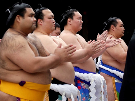 Keseruan turnamen 'Honozumo' di Jepang