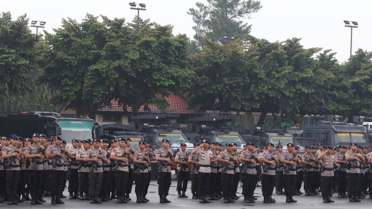 Pasukan Brimob gelar apel pengamanan jelang Hari Buruh hingga Asian Games