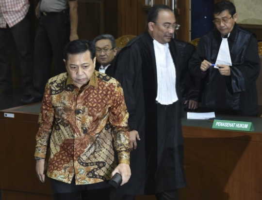 Raut Setya Novanto saat divonis 15 tahun penjara