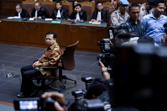 Raut Setya Novanto saat divonis 15 tahun penjara