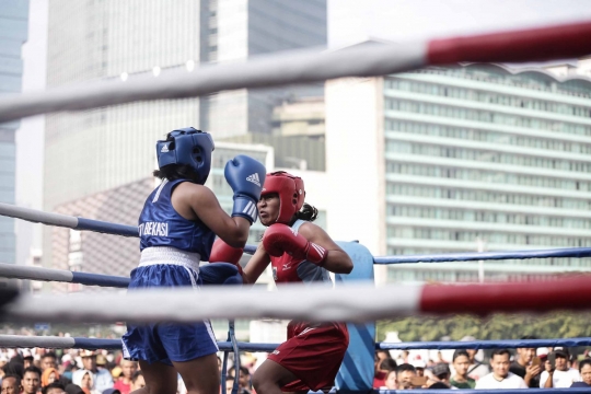 Jelang Asian Games, pertandingan tinju dadakan digelar di Car Free Day