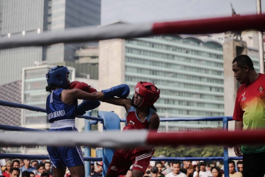 Jelang Asian Games, pertandingan tinju dadakan digelar di Car Free Day