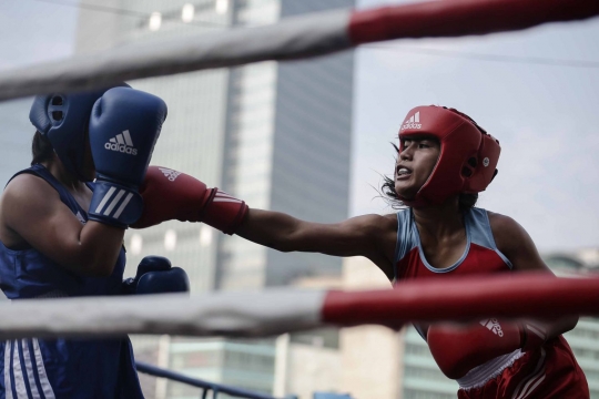 Jelang Asian Games, pertandingan tinju dadakan digelar di Car Free Day