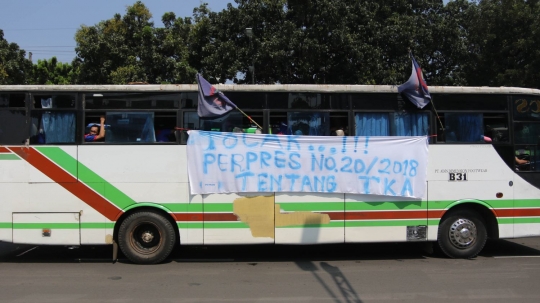 May Day 2018, bus-bus buruh sesaki jalan protokol Jakarta