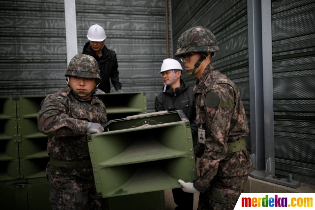 Foto : Pengeras suara propaganda di perbatasan Korsel 