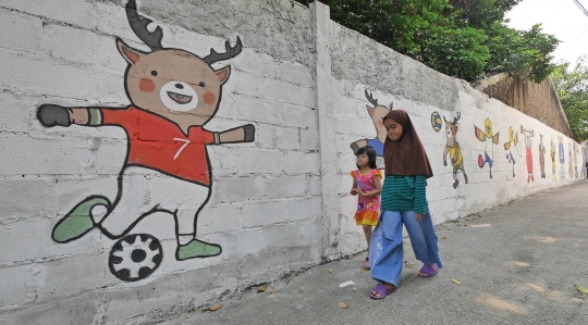 Warna-warni mural Asian Games 2018 di Jati Padang