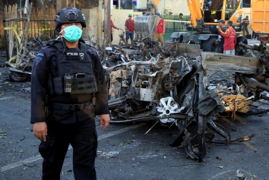 Ini bentuk mobil usai dipakai teroris buat bom gereja Surabaya