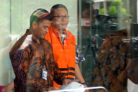 Dudy Jocom usai menjalani pemeriksaan di Gedung KPK