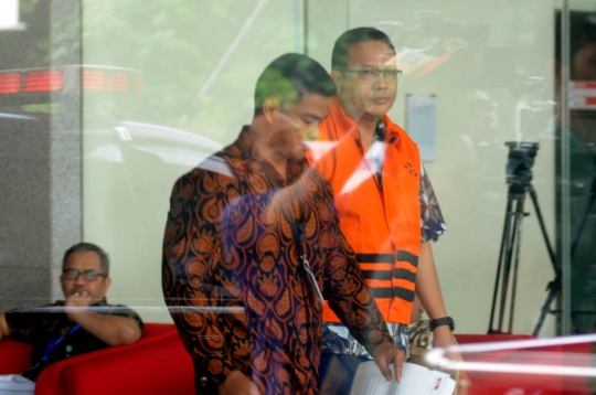 Dudy Jocom usai menjalani pemeriksaan di Gedung KPK