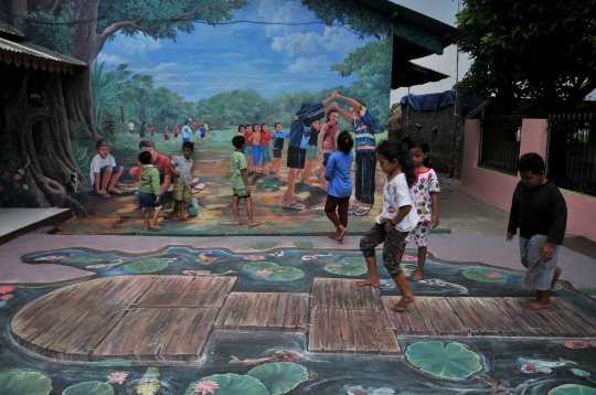 Keceriaan di kampung mural 3D Pekayon Jaya