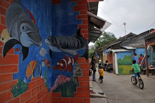 Keceriaan di kampung mural 3D Pekayon Jaya