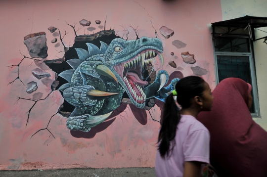 Keceriaan di kampung mural 3D Pekayon Jaya