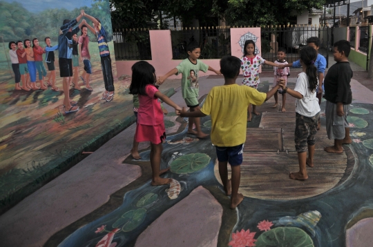 Keceriaan di kampung mural 3D Pekayon Jaya