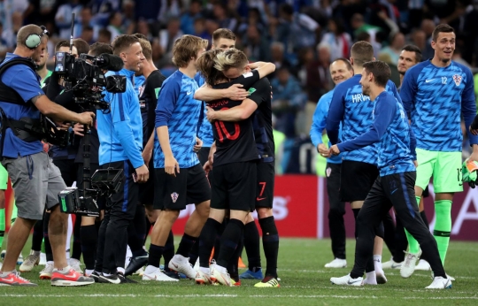 Kegembiraan Kroasia usai permalukan Argentina 3-0