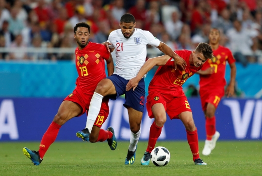 Aksi pemain Belgia pecundangi Timnas Inggris