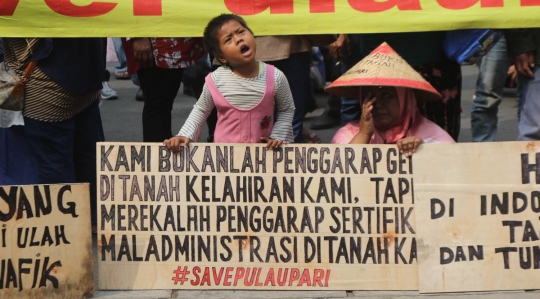 Warga Pulau Pari kembali bondong-bondong demo PN Jakarta Utara