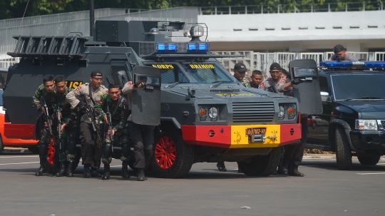 Aksi TNI-Polri dalam latihan pengamanan Asian Games 2018