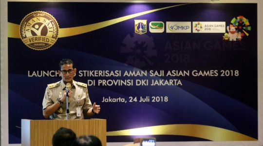 Sandiaga Uno luncurkan stiker aman saji Asian Games 2018