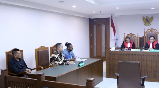 Ekspresi terpidana suap M. Sanusi saat jalani sidang peninjauan kembali