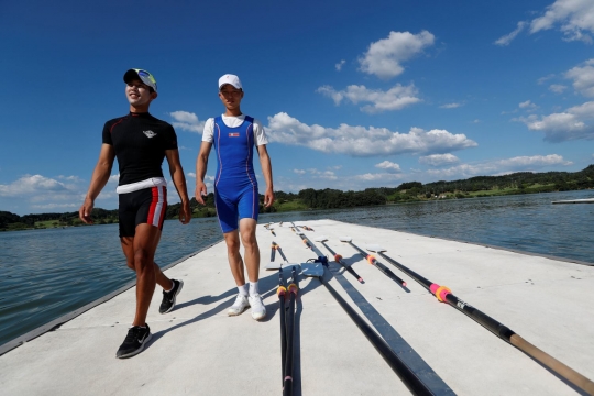 Melihat kekompakan atlet Korsel dan Korut latihan bareng jelang Asian Games