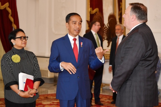 Pertemuan Presiden Jokowi dengan Menlu AS di Istana Merdeka